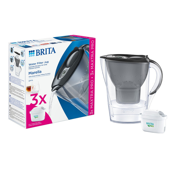 Brita Marella 2,4 L Maxtra Pro (szürke) vízszűrő kancsó induló csomag, 3 db szűrőbetéttel